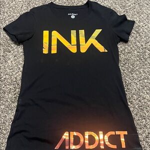 Ink Addict Women's Black Tee with chroma logo